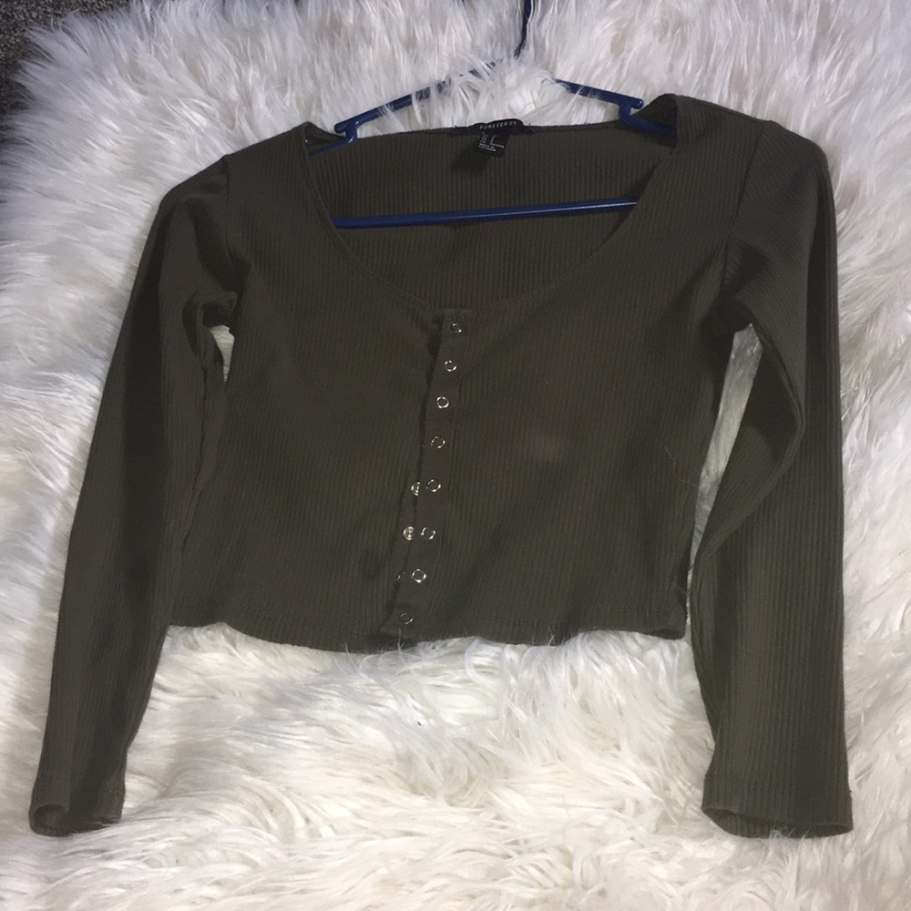 Olive green crop top